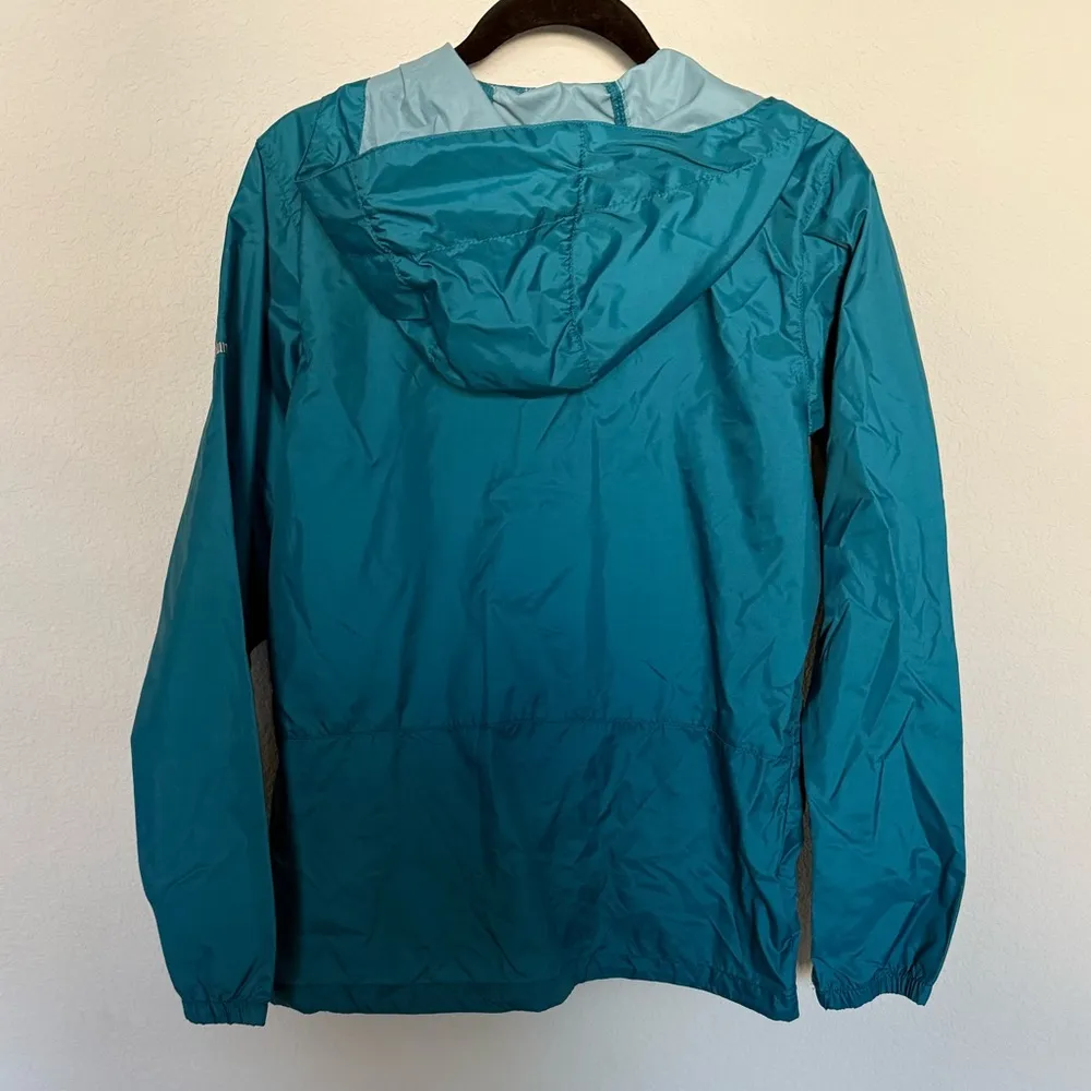 Columbia Rain to Fame Waterproof Hooded Jacket Windbreaker Teal Size Small - Image 5