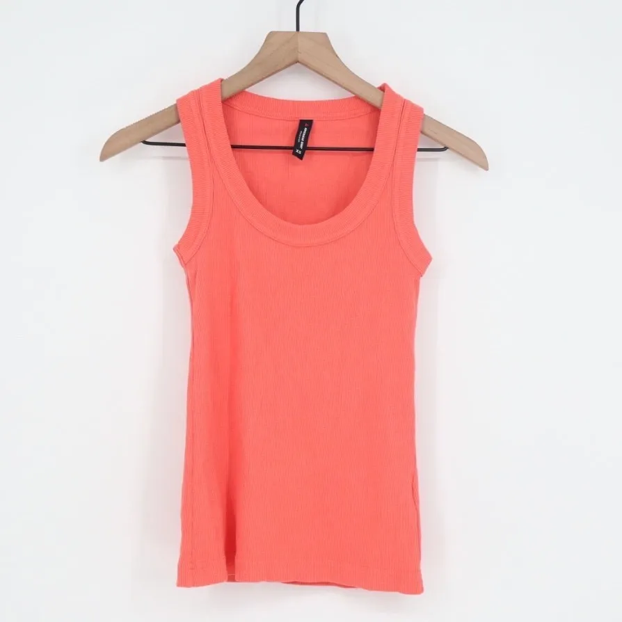 American Giant Ribbed Tank Top Coral Orange Racerback XS Made in USA - Image 2