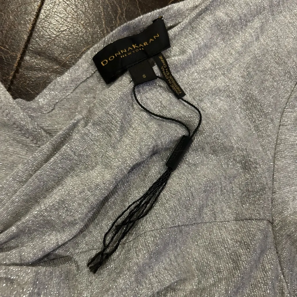 Donna Karan New York Empire Twist Top in Silver Long Sleeve - Image 4