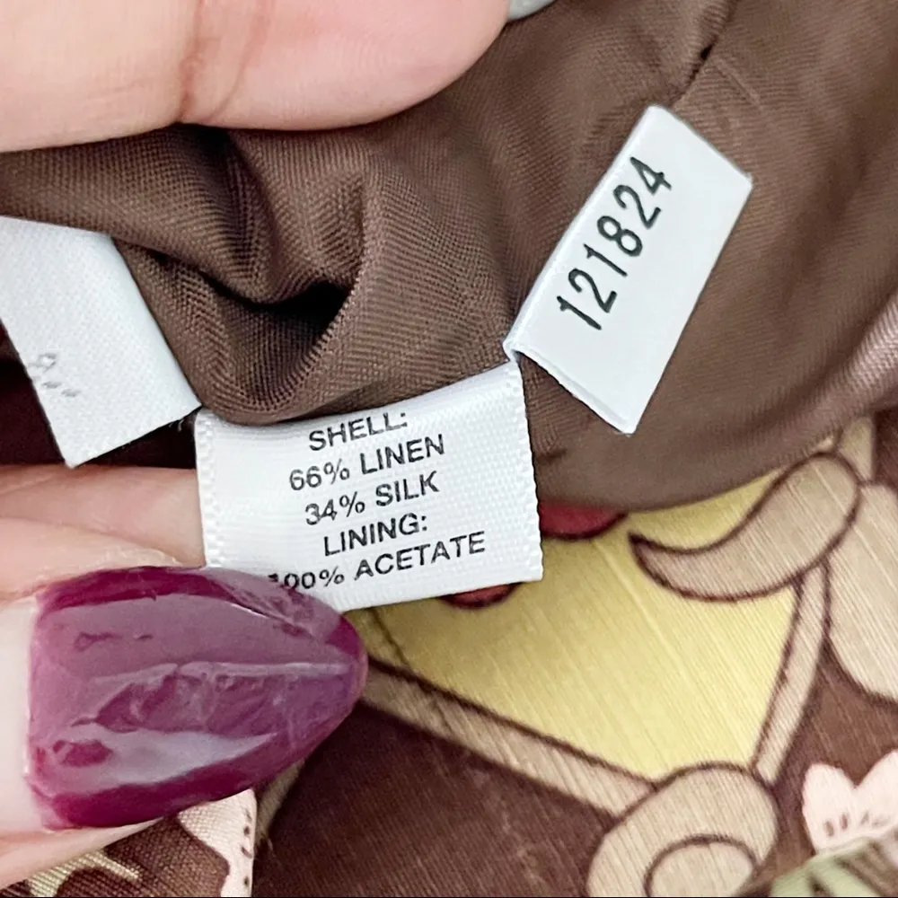 LOFT | Psychedelic Floral Print Linen Silk Blend Pants Sz 6 - Image 9