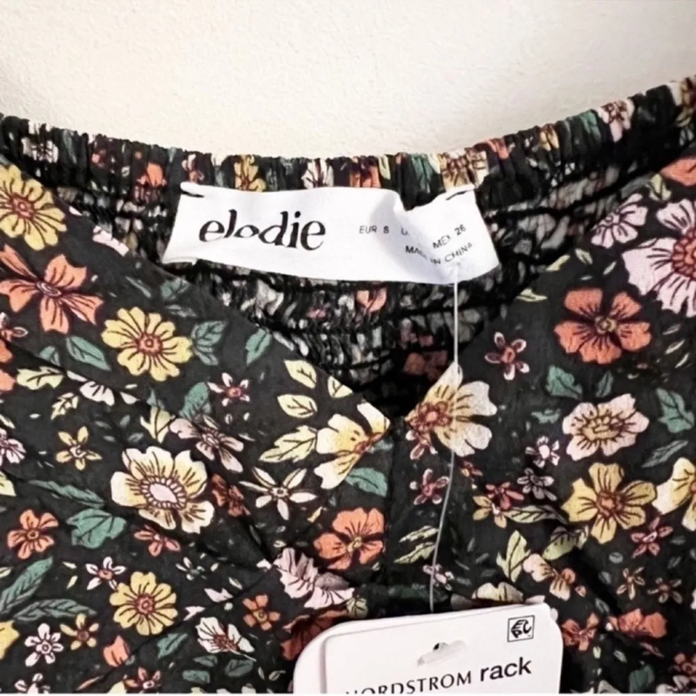 Elodie Ruched Crop Top Side Tie Long Balloon Sleeves Floral Size Small NEW - Image 6