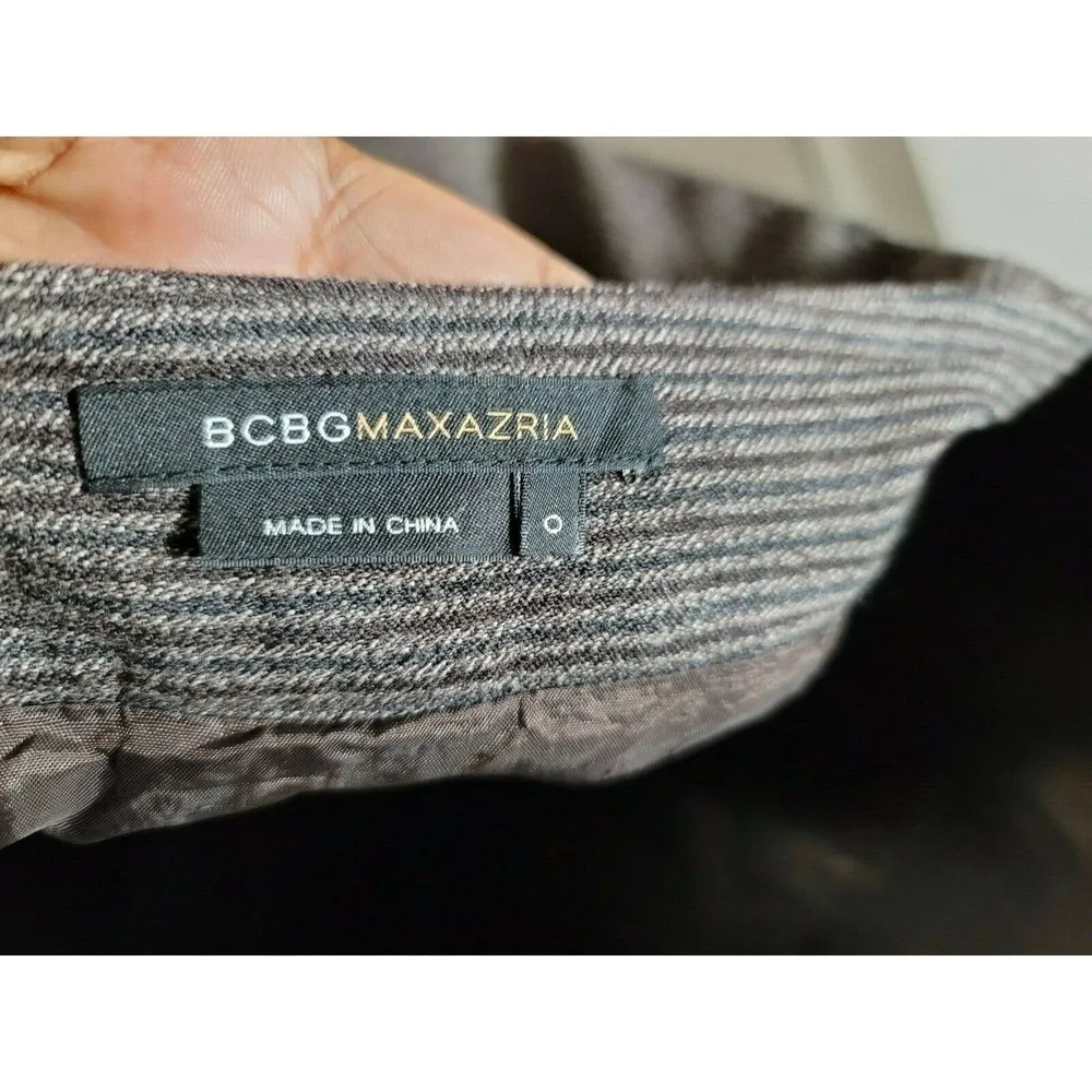 BCBGMAXAZRIA Women's Brown & Black Polyester Pleated Short Striped Skirt Size 0 - Image 6