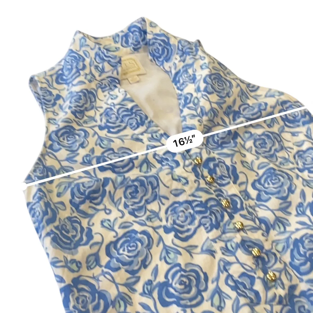 Sail to Sable Linen blend sleeveless shift dress blue & white Size Extra Small - Image 10