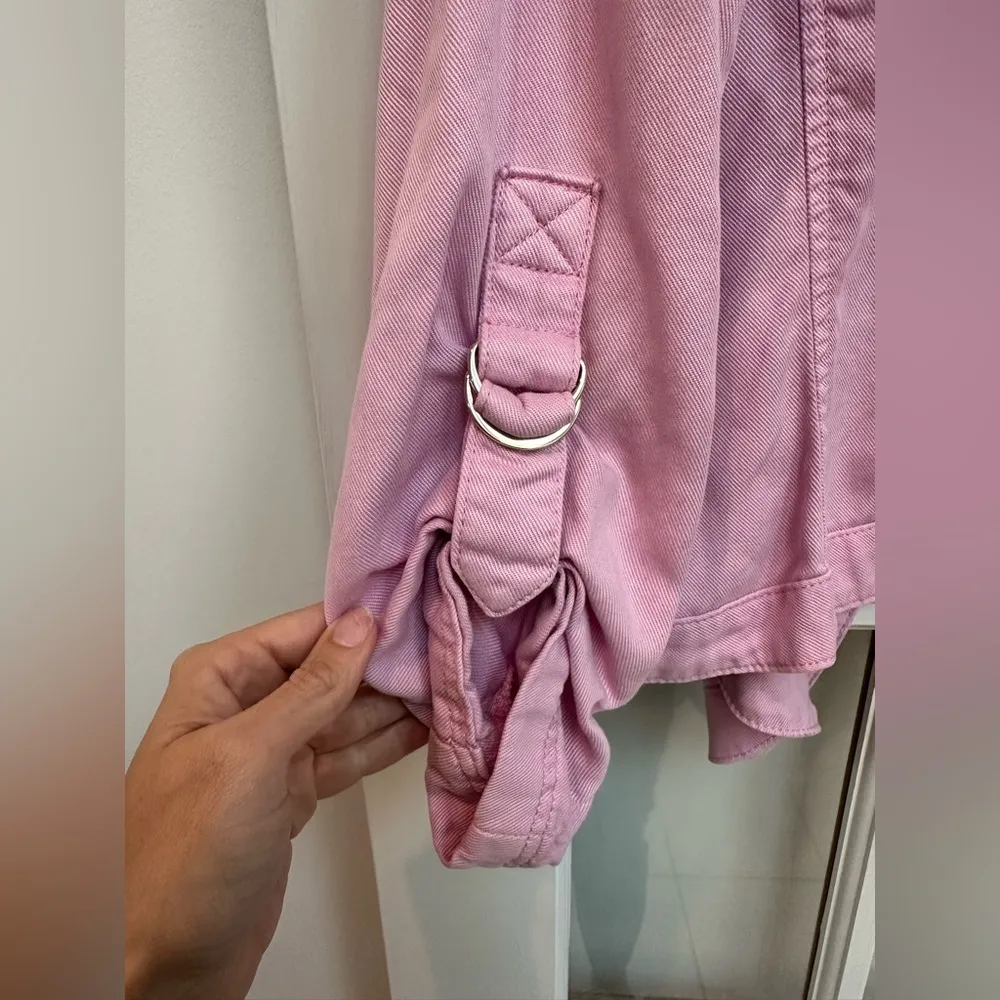 White House Black Market Dusty Rose Pink Drape Front Roll Sleeve Jacket Size XL - Image 7