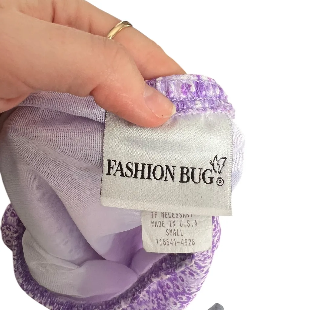 Vintage Light Purple Lilac Tiny Floral Print Midi Skirt Ruffle Hem - Image 4