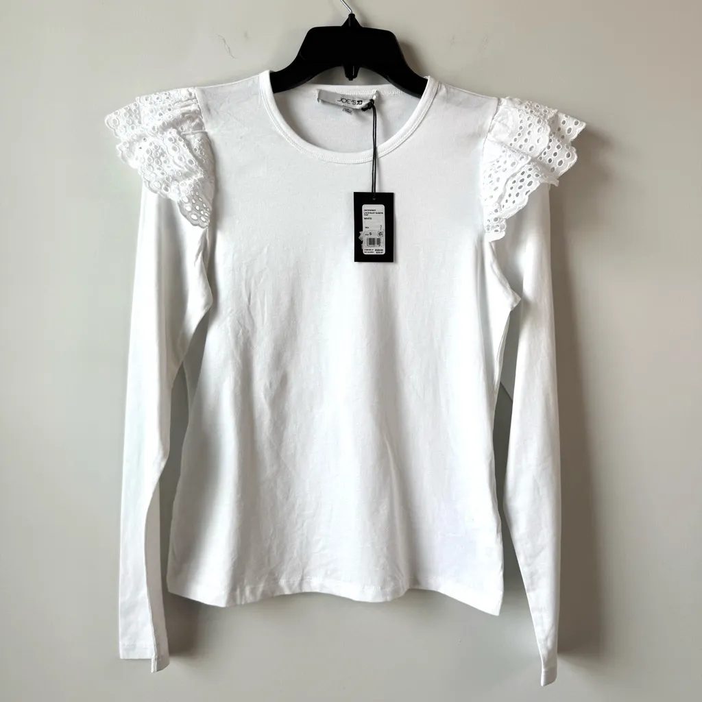 Joe’s Jeans Eyelet Flutter Long Sleeve Top White S‎ - Image 2