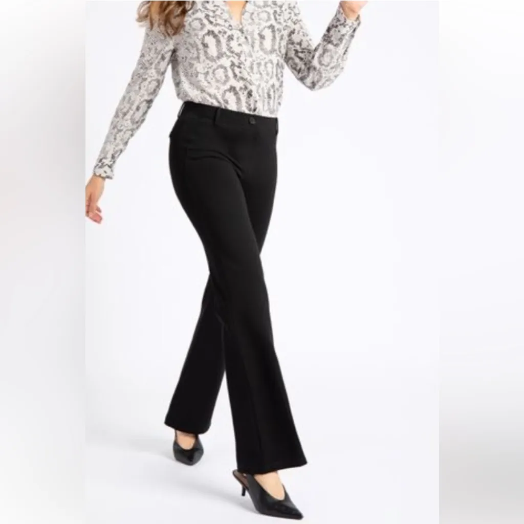 Betabrand pull on pants black bootcut flare women Large - Image 3