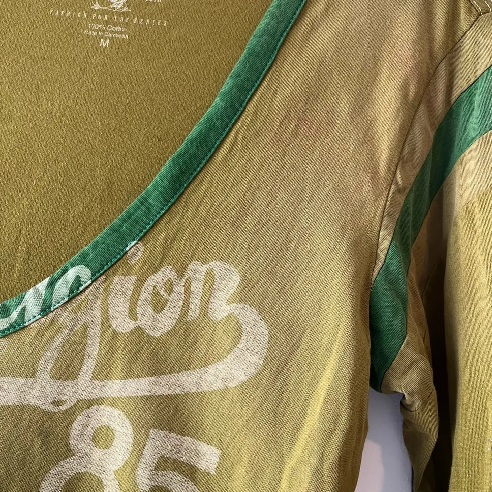 True Religion Varsity V Neck Long Sleeve Green Medium - Image 4