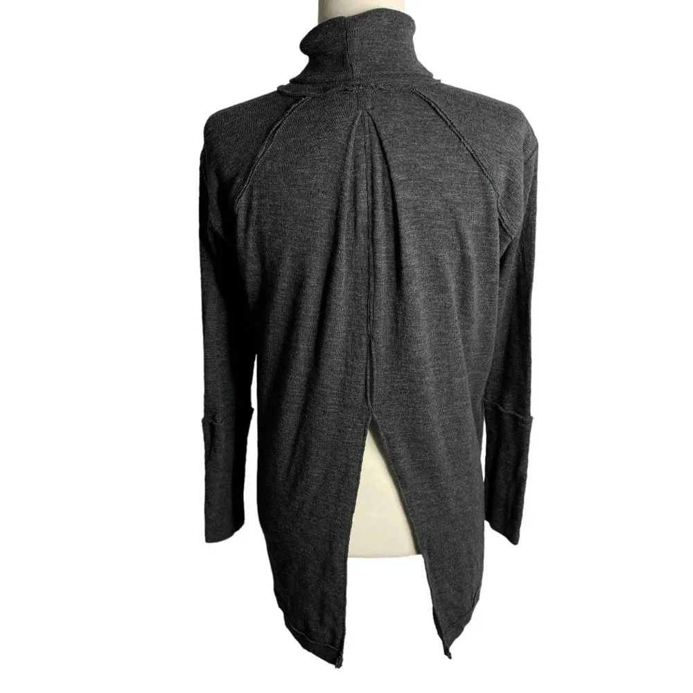 Urban Outfitters Turtleneck Pullover Sweater S Grey Knit Raw Seams Open Back - Image 5