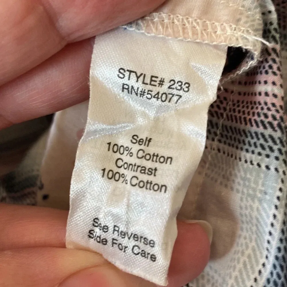 CAbi #233‎ Festival Button Down Shirt Mixed Plaid Floral Small Blue Pink Artsy - Image 7