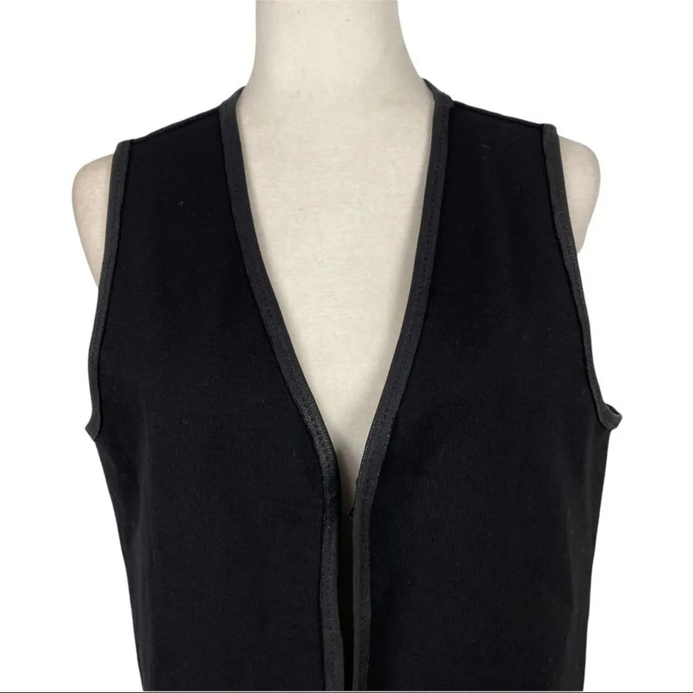 Max Studio Faux Fur Shearling Black Long Vest Duster Jacket Sleeveless Medium - Image 11