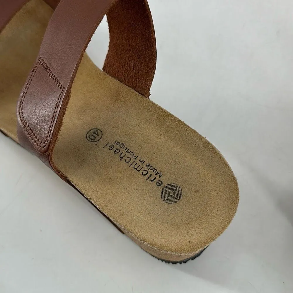 NIB Eric Michael Liat Women's Leather Strap Platform Wedge Sandals Brown Size 10 - Image 8