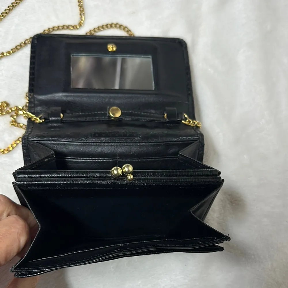 Perry Ellis Black and Gold Crossbody Bag with Chain Strap - Image 7