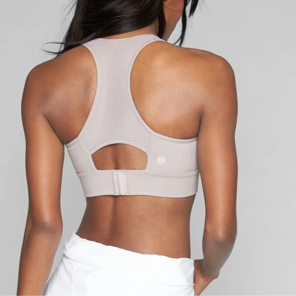 Athelta Empower Gray Sports Bra Support Front Zip Pebble Gray XS - Image 2