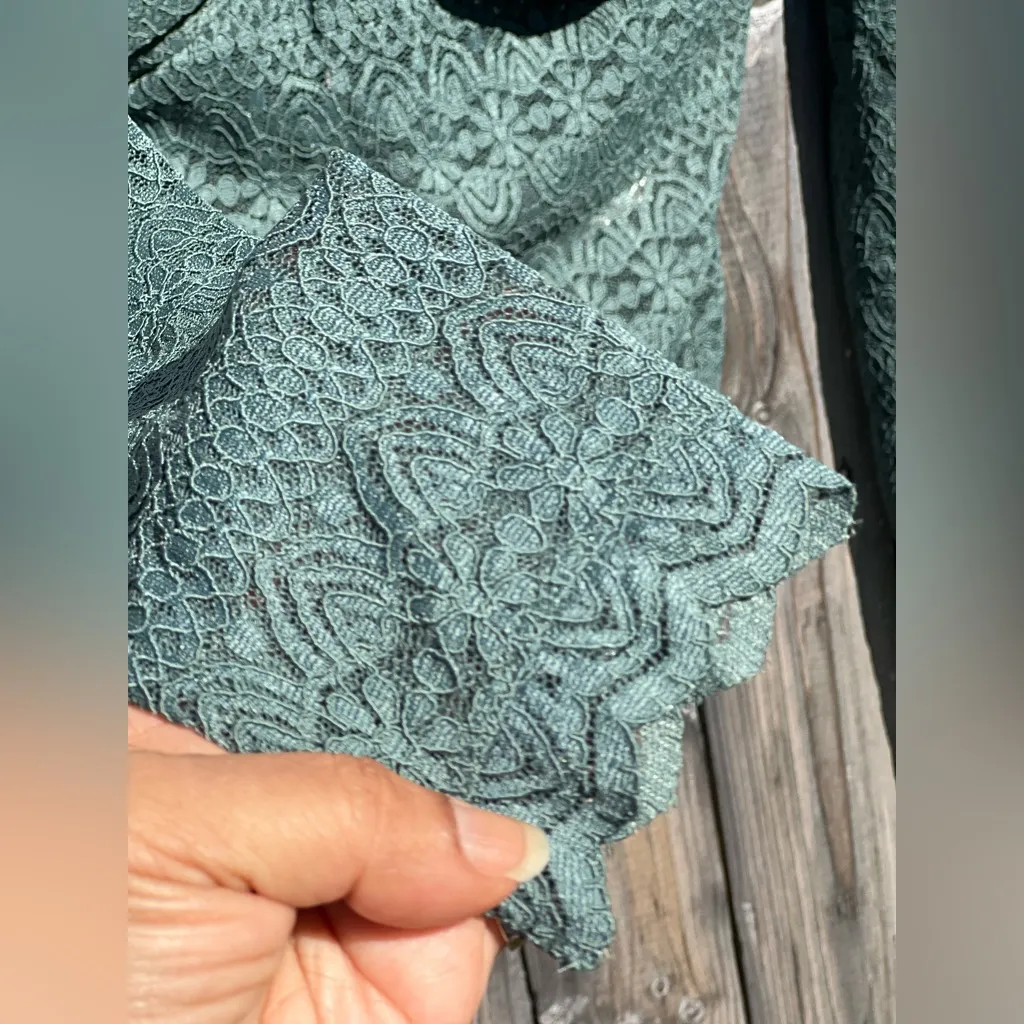 Free People Hold Me Closer Sage Green Lace Long Sleeve Top - Image 11