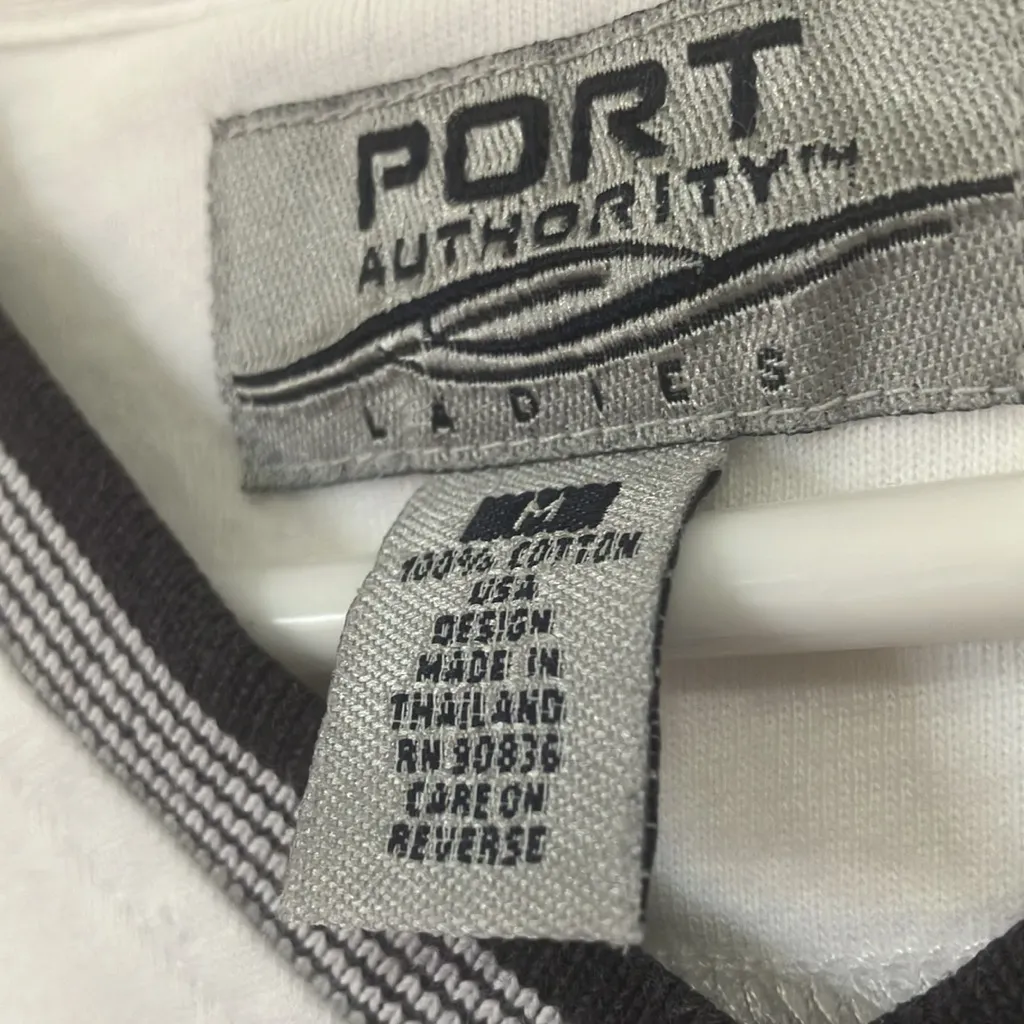 FINAL MARKDOWN White V-Neck port authority ladies t Shirt medium - Image 3