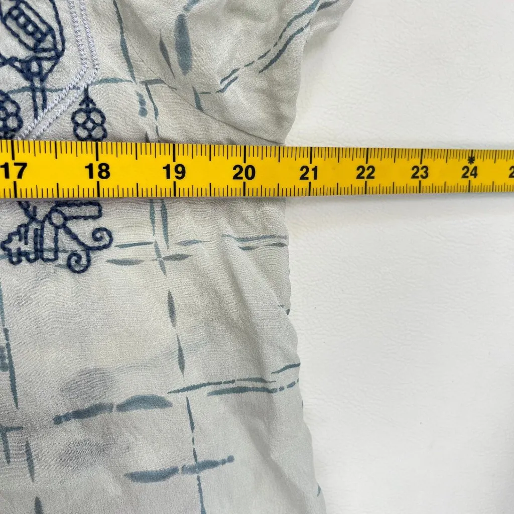 NWOT Johnny Was Biya Embroidered Floral Silk Boho Long Sleeves Shirt Blouse Sz S - Image 12