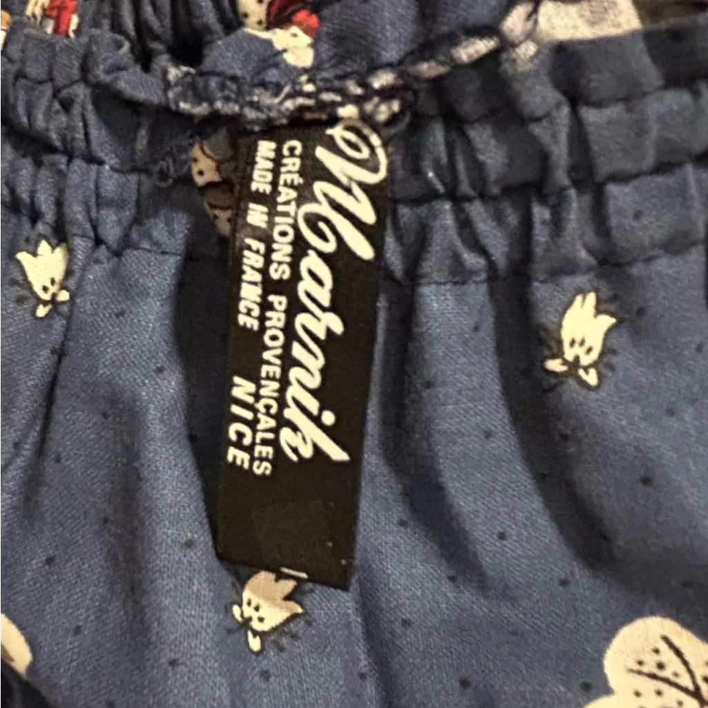 Vintage Peasant Skirt 70/80’s French Provencales Prairie Skirt Made in France Blue Size none - Image 2