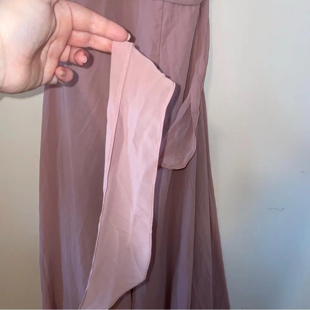 Azazie Evalleen Dusty Rose A-Line Pleated Chiffon Dress Size 12 - Image 7