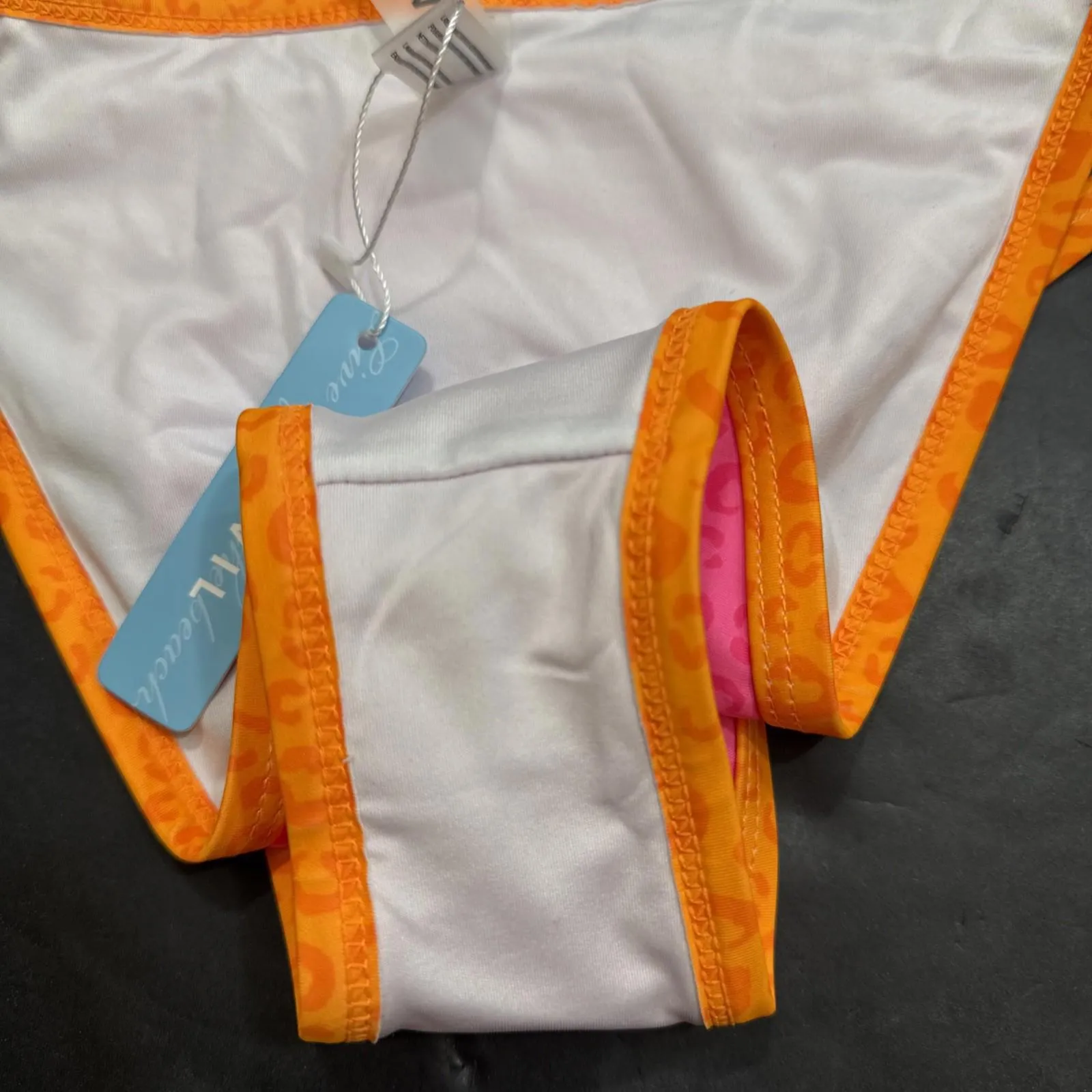 Popvil Neon Orange & Hot Pink Animal Cheetah Print 2 Piece Bikini Small NWOT - Image 6