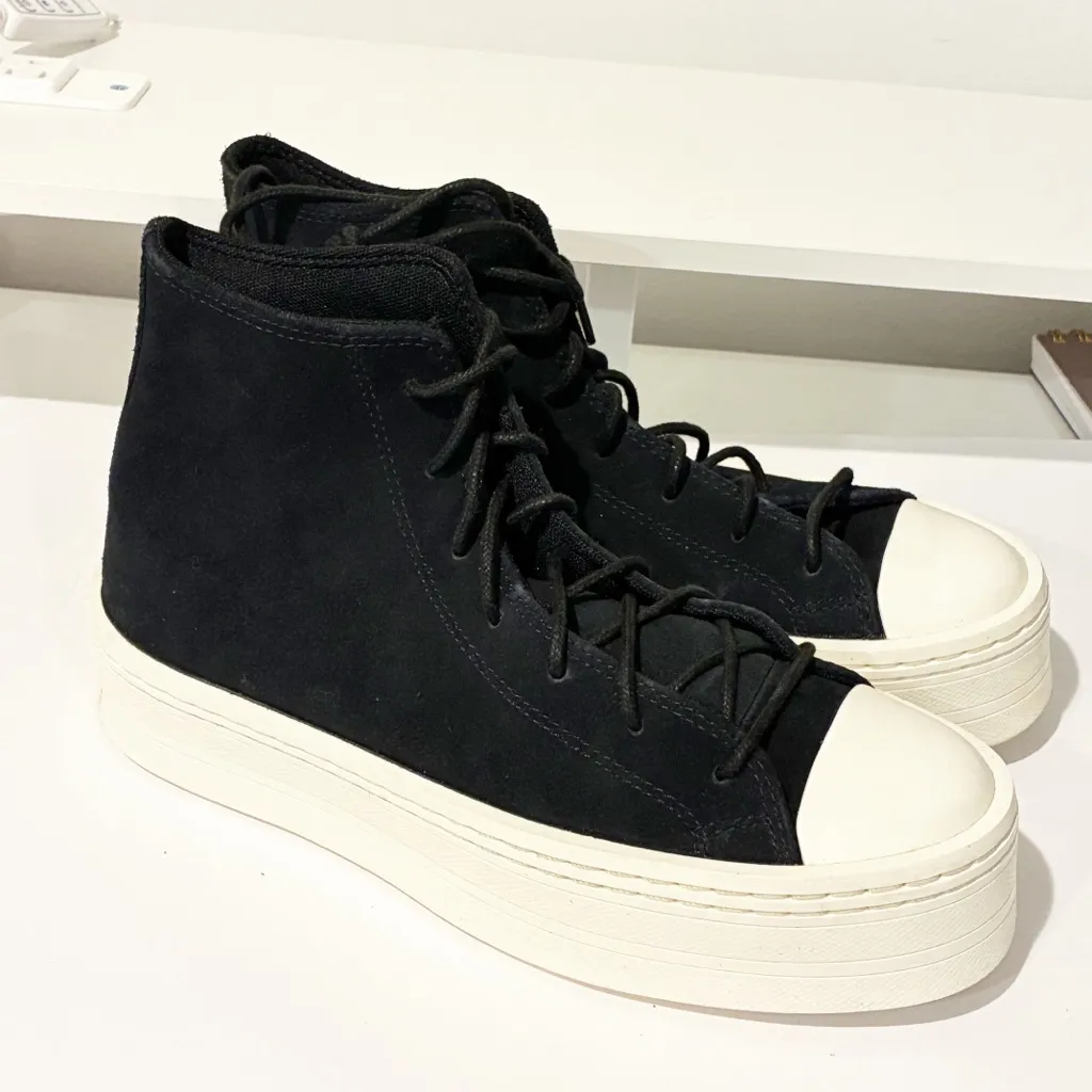 Converse Chuck Taylor Black Suede All Star Modern Platform Hi Top Sneakers Sz 9 - Image 3