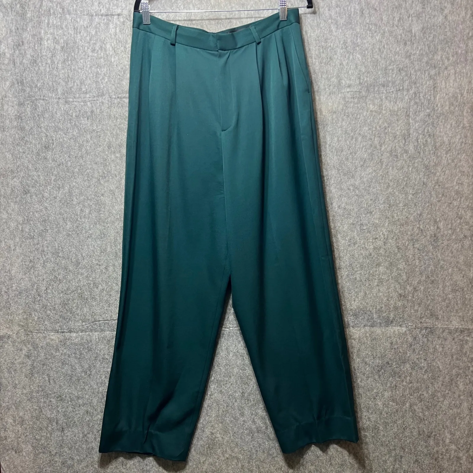 Vintage Classiques Entier Wool Wide Leg Dress Pants Pleated Front Green Size 14 - Image 10