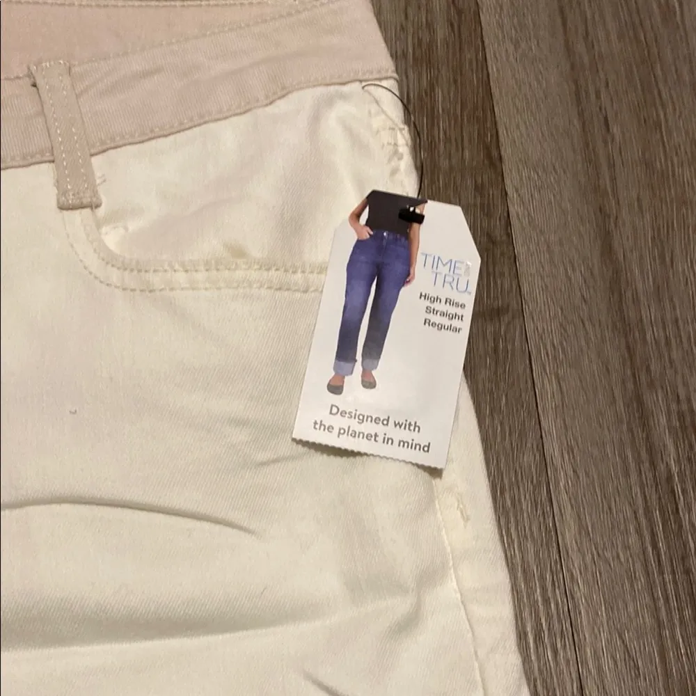Time and Tru High Rise Straight Regular Cream and Tan Pants size 16 - Image 3