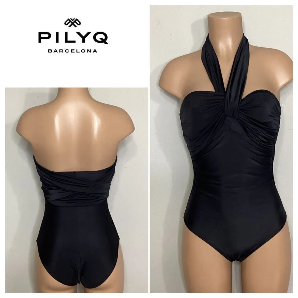 New. Pilyq black bandeau multi-way swimsuit with tummy control - Image 2