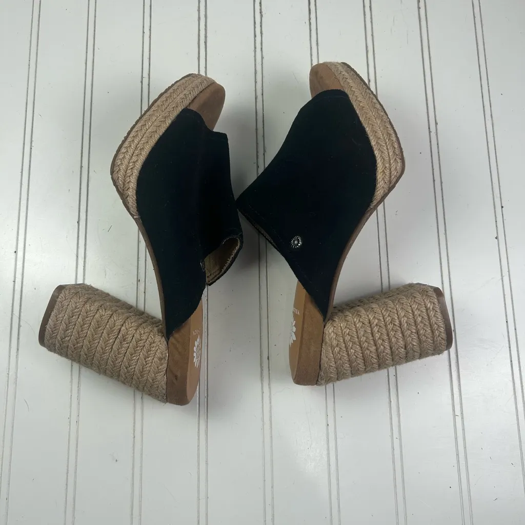 Yellow Box Ambur Black Suede Espadrille Platform Block Heel Womenโs Size 8.5 - Image 6