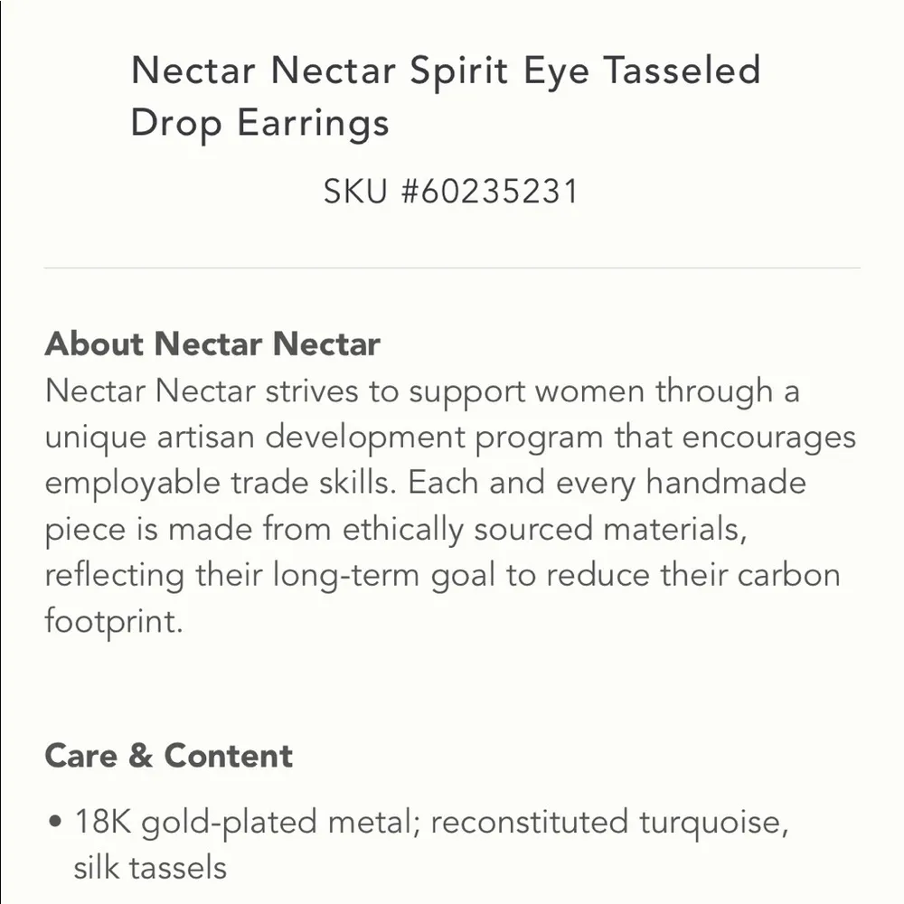 Anthropologie Nectar Nectar Spirit Eye Tasseled Drop Earrings 18K Gold Plated - Image 8