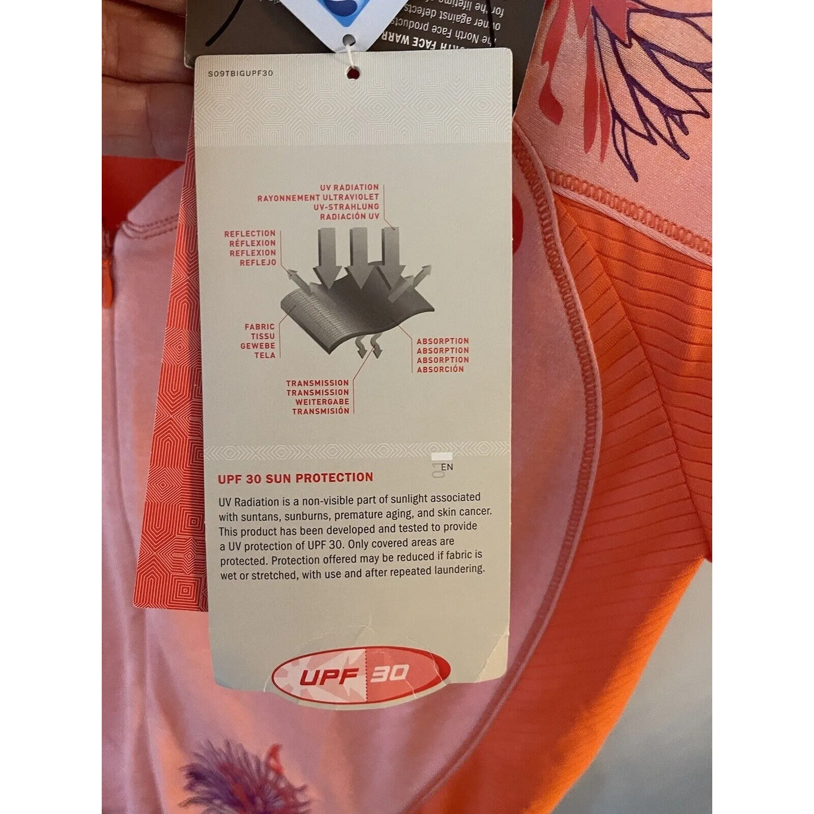 The North Face Cycling Jersey Orange Flowers Sidewinder Size Medium NEW UPF 30 - Image 5