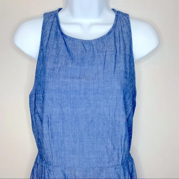 ZARA ‎ Ruffled Back Blue Chambray Romper - Image 5