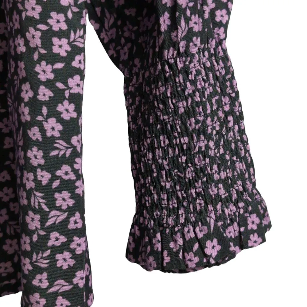 Barbour Midhurst Top Floral Ditsy Print Smocked Ruffle Lyocell Long Sleeve 8 New - Image 5