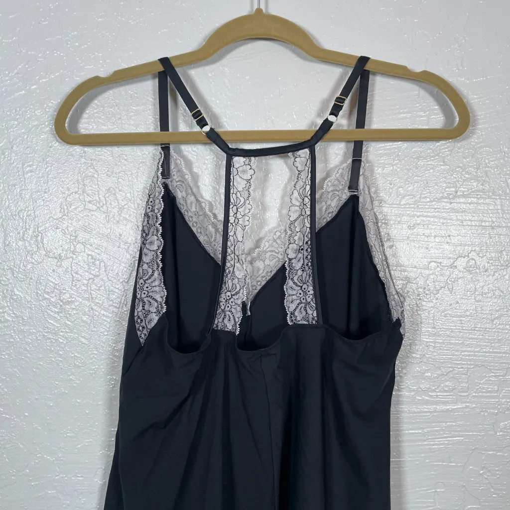 Soma Women L Black White Lace Chemise Slip Dress Coquette Feminine Regency Size L - Image 7