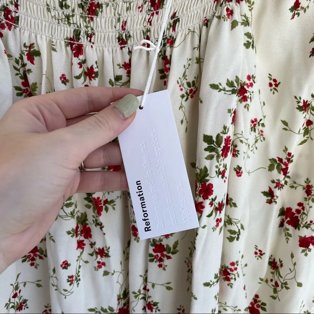 NEW Reformation Hudsen Dress Annaliese Sleeve Puff Smocked - Image 10