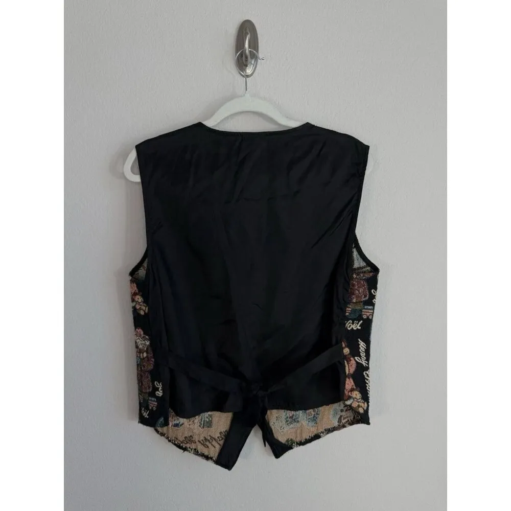 Vintage Bobby Brooks Woman XL Holiday Christmas Santa Tapestry‎ Vest Adjustable - Image 2