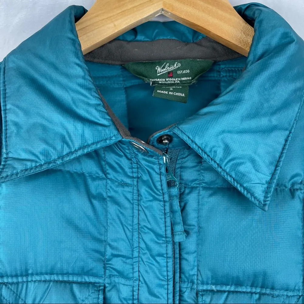 Woolrich Abington Teal Goose Down Puffer Coat Womens Sz Small - Image 5