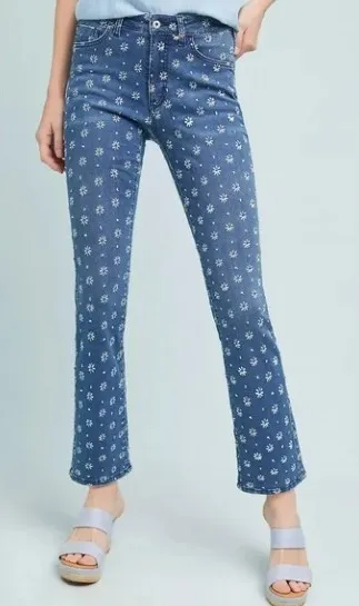 Pilcro and the Letterpress | High Rise Bootcut Jeans Floral Embroidery | 31" - Image 1