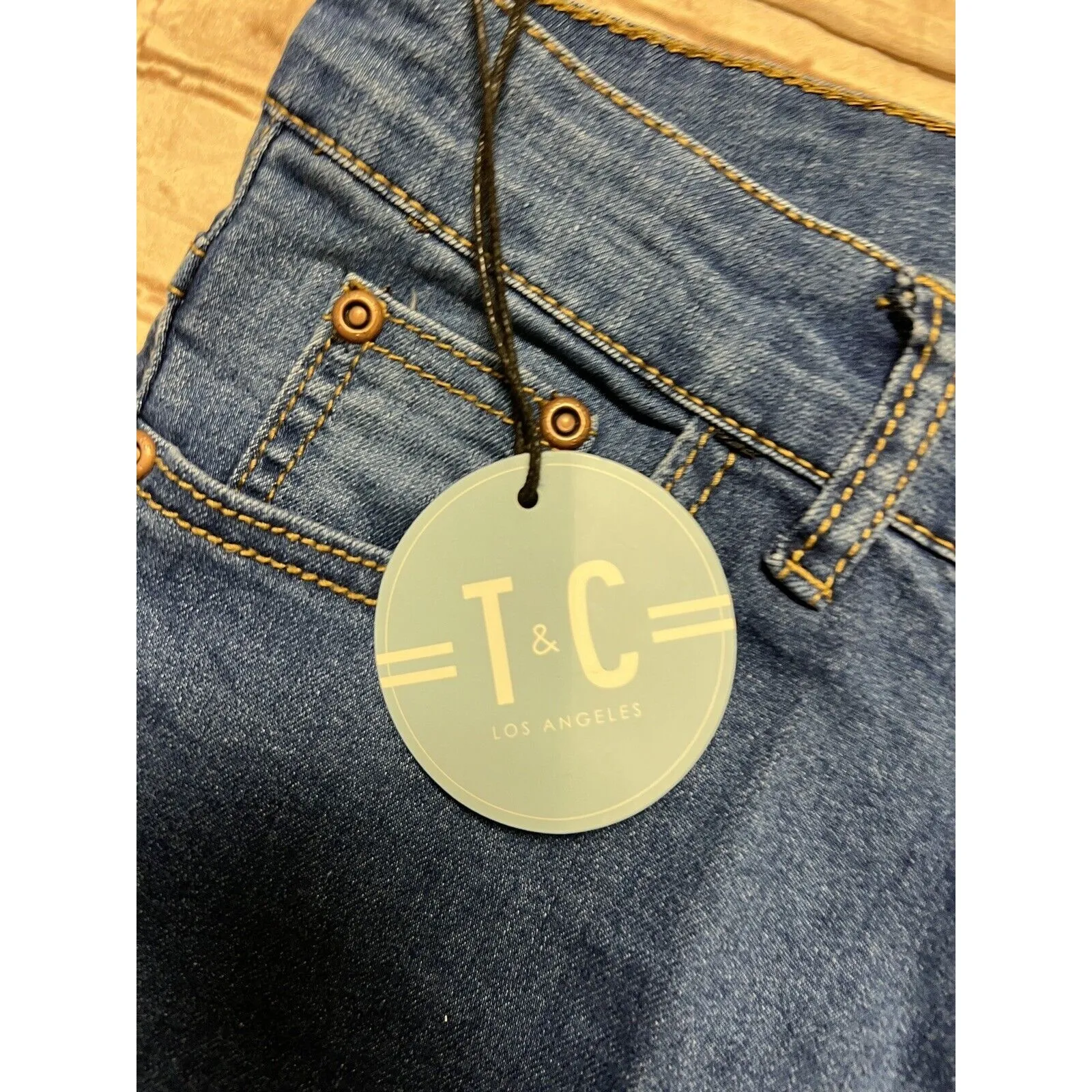 Tea‎ n Cup size 3 raw hem Flare Festival Bell Bottom Blue jeans NWT - Image 4