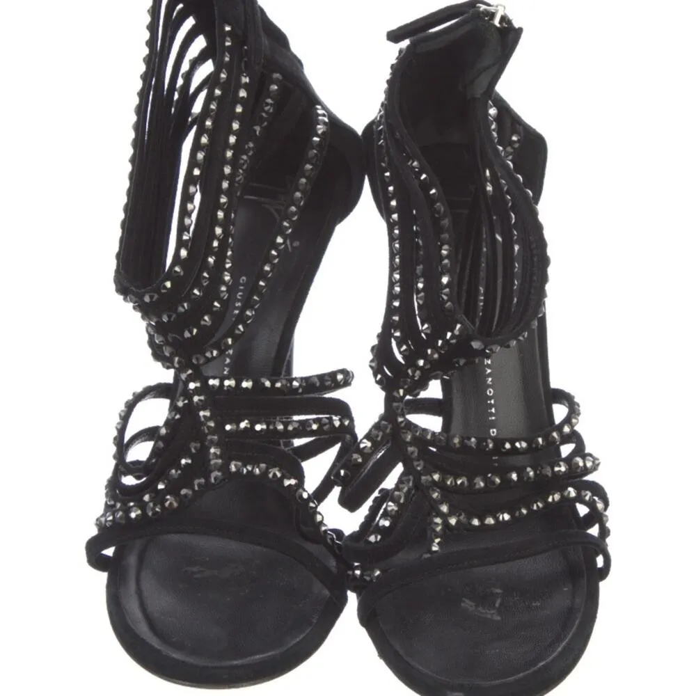 Giuseppe Zanotti Strass Black Suede Bejeweled Black  Heels size 39 size 9 - Image 3