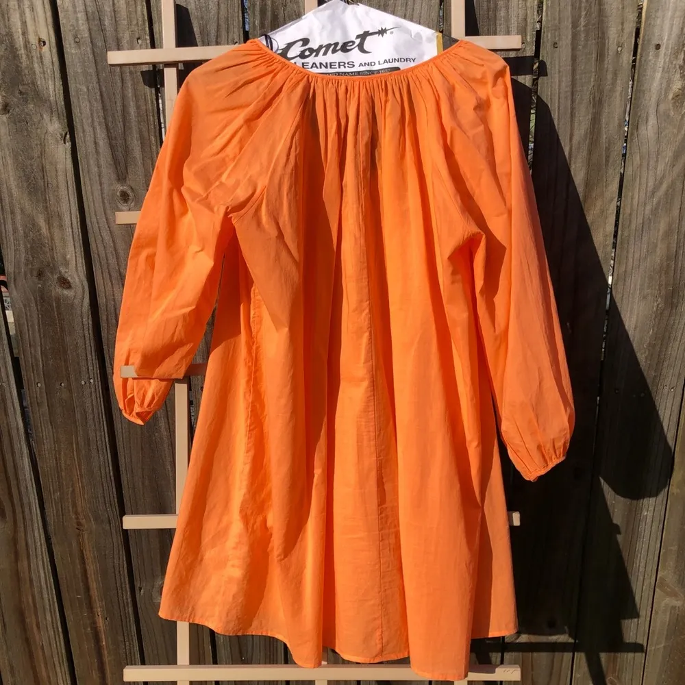 H&M Swim Coverup Orange Loose Fit Long Sleeves Dress Cotton Small - Image 9