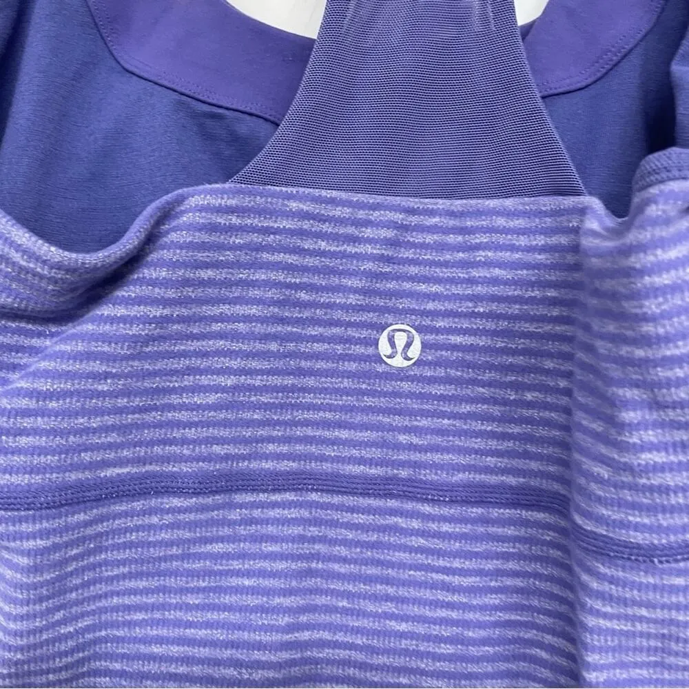 Lululemon Purple Striped T Back Tank Top Womens 8 Athletic Gorpcore Shirt Gym - Image 3