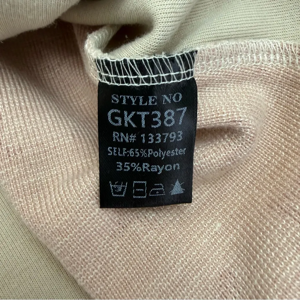 POL Oversized Patchwork Star Crewneck Pullover Long Sleeve Thermal Blush Ivory - Image 10