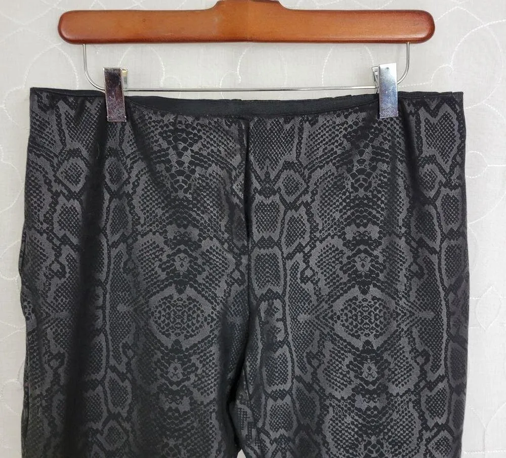 Alfani Womens Pants Size 8 Black Gray Metallic Snakeskin Print Skinny Stretch - Image 10