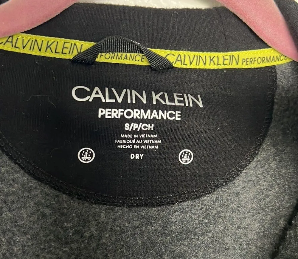EUC Calvin Klein Performance Grey Fleece Zippered Hoodie sz S - Image 4