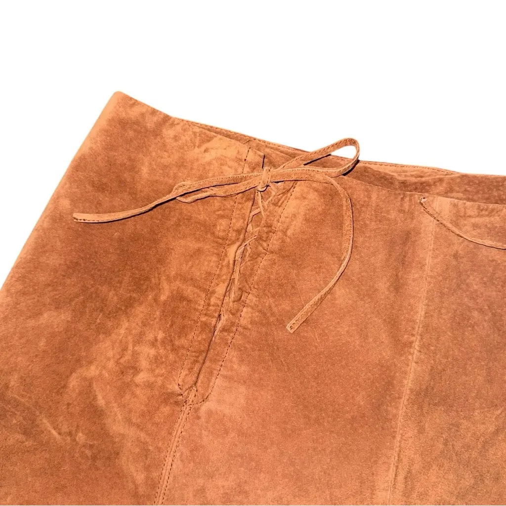 VTG The Look Randolph Duke Brown Suede Leather Lace Up Front Straight Pant Sz 16 - Image 6