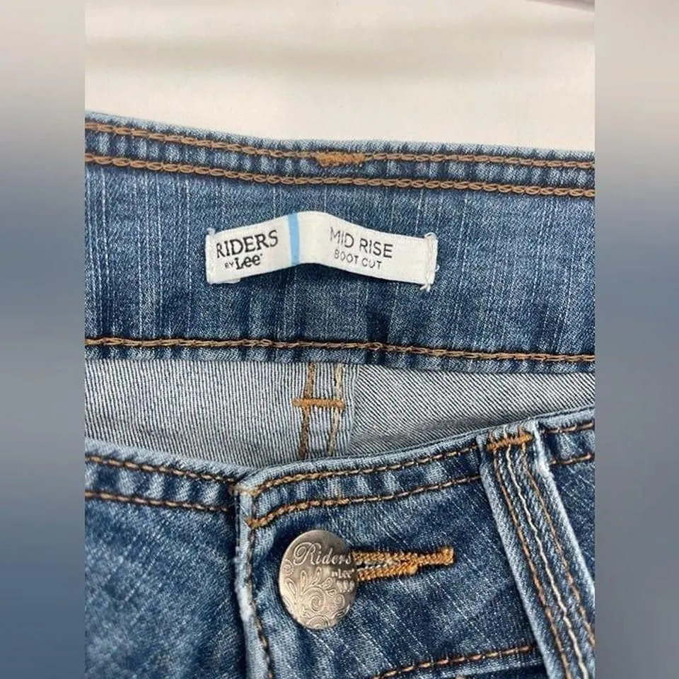Riders Lee‎ mid rise bootcut blue  jeans size 8 petite - Image 6