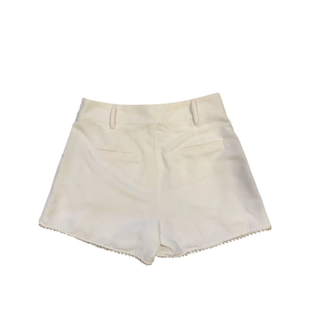 Women's Boy Ivory Chino Shorts M Pearl Trim Casual Size M - Image 5