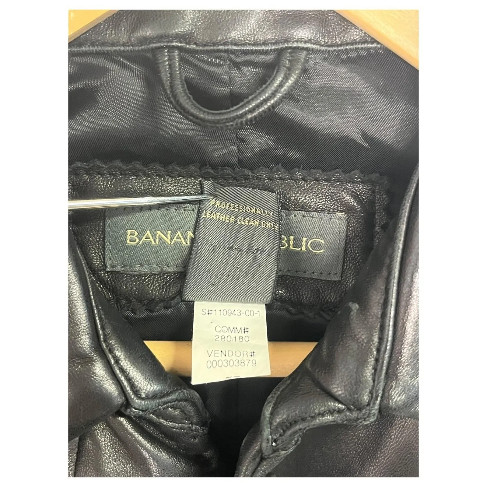 VTG Banana Republic Jacket Womens Medium Black Leather Butter Soft Moto Coat Y2K - Image 8