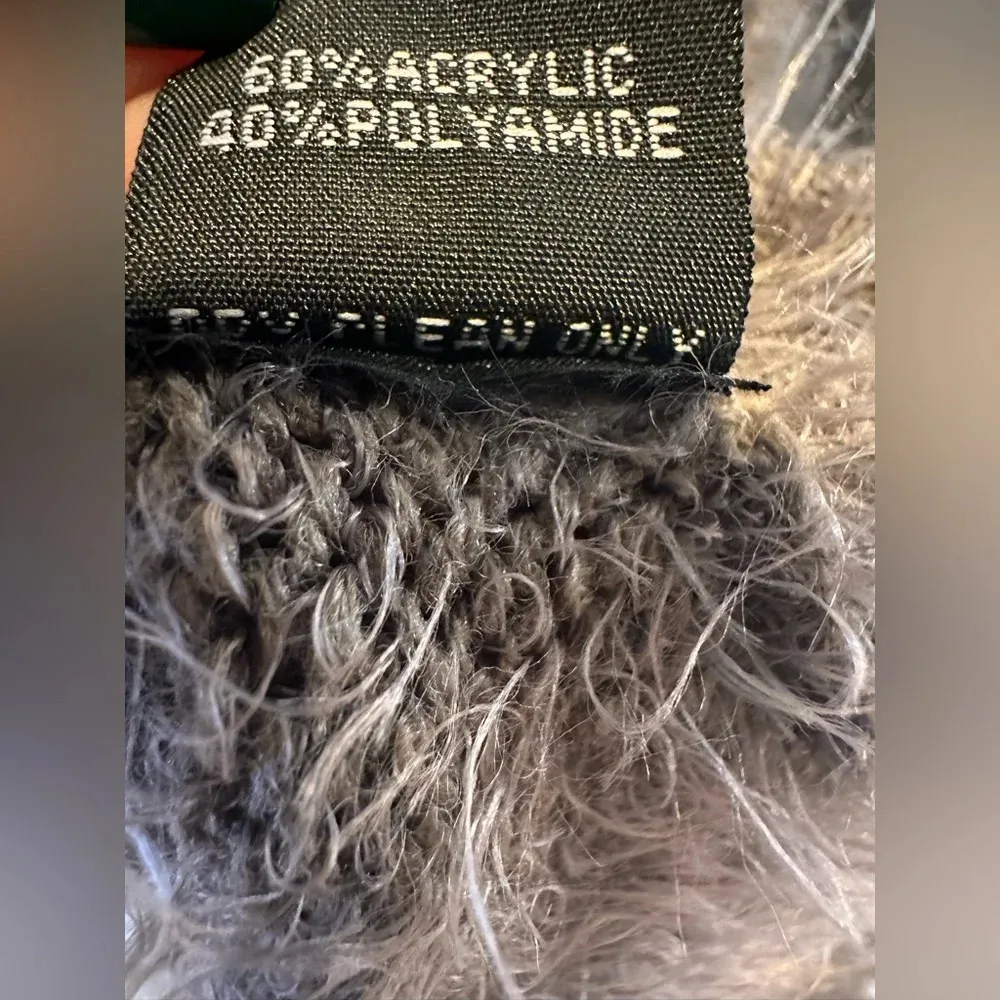 Lapis Brown Soft Stretchy Shaggy Hair Lion Neck & Cuffs Sweater - Image 7